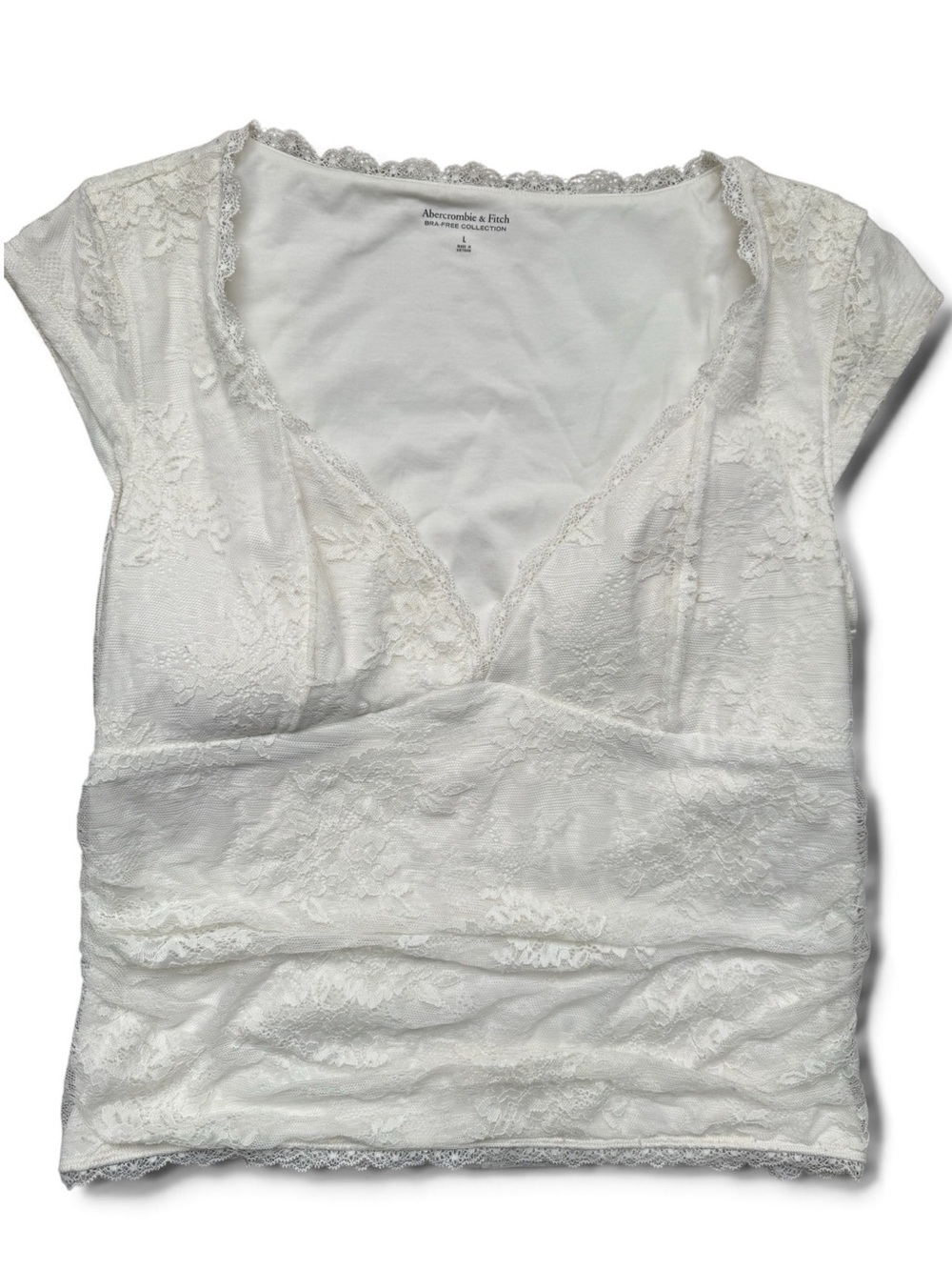 Abercrombie & Fitch Bra-Free Collection White Lace Top Size L